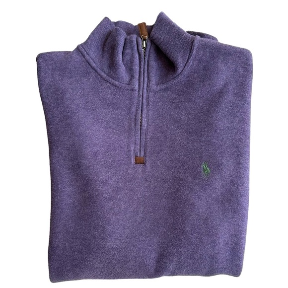 Polo By Ralph Lauren Mens Purple 1/4 Zip Long Sleeve Knit‎ Sweater Size L - Picture 11 of 11